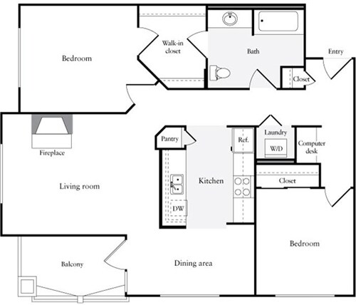 2 Beds • 2 Bath 514 floor plan